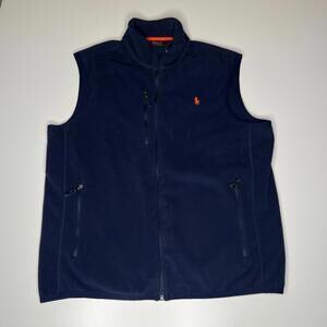 Polo Ralph Lauren Performance Fleece Vest Men’s Size L Navy Blue Full Zip Sleeve